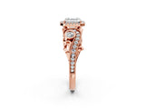Rose gold Asscher Cut Halo Diamond Ring with Milgrain and Bezel Accents on a Split Shank Band_17