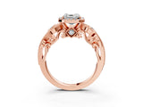 Rose gold Asscher Cut Halo Diamond Ring with Milgrain and Bezel Accents on a Split Shank Band_18