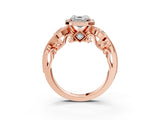 Rose gold Asscher Cut Halo Diamond Ring with Milgrain and Bezel Accents on a Split Shank Band_30