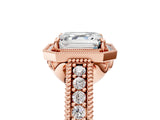 Rose gold Asscher Cut Halo Diamond Ring with Pavé Band and Four-Prong Setting_28