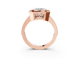Rose gold Asscher Cut Halo Diamond Ring with Pavé Band and Milgrain Prong Setting_52