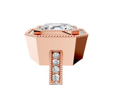 Rose gold Asscher Cut Halo Diamond Ring with Pavé Band and Milgrain Prong Setting_54