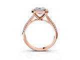 Rose gold Asscher Cut Halo Diamond Ring with Pavé Band_18