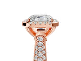 Rose gold Asscher Cut Halo Diamond Ring with Pavé Band_20