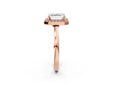 Rose gold Asscher Cut Halo Diamond Ring with Solitaire Band and Prong Setting_5