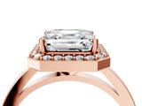 Rose gold Asscher Cut Halo Diamond Ring with Solitaire Band and Prong Setting_7