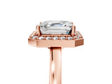 Rose gold Asscher Cut Halo Diamond Ring with Solitaire Band and Prong Setting_8