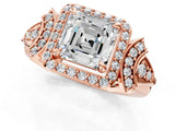 Rose gold Asscher Cut Halo Diamond Split Shank Engagement Ring with Four-Prong Setting_10