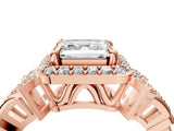 Rose gold Asscher Cut Halo Diamond Split Shank Engagement Ring with Four-Prong Setting_13