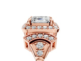 Rose gold Asscher Cut Halo Diamond Split Shank Engagement Ring with Four-Prong Setting_14