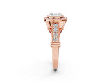 Rose gold Asscher Cut Halo Diamond Split Shank Pave Ring_11
