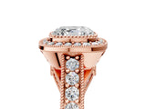Rose gold Asscher Cut Halo Diamond Split Shank Pave Ring_14