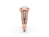 Rose gold Asscher Cut Halo Diamond Split Shank Ring with Prong Setting_5