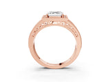 Rose gold Asscher Cut Halo Diamond Split Shank Ring with Prong Setting_6