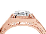 Rose gold Asscher Cut Halo Diamond Split Shank Ring with Prong Setting_7