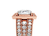 Rose gold Asscher Cut Halo Diamond Split Shank Ring with Prong Setting_8