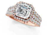 Rose gold Asscher Cut Halo Pavé Diamond Engagement Ring with Split Shank and Four-Prong Setting_4