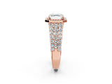 Rose gold Asscher Cut Halo Pavé Diamond Engagement Ring with Split Shank and Four-Prong Setting_5