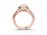 Rose gold Asscher Cut Halo Pavé Diamond Engagement Ring with Split Shank and Four-Prong Setting_6
