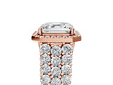 Rose gold Asscher Cut Halo Pavé Diamond Engagement Ring with Split Shank and Four-Prong Setting_8