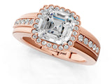 Rose gold Asscher Cut Halo Pave Band Four-Prong Ring_52