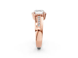 Rose gold Asscher Cut Halo Pave Band Four-Prong Ring_53