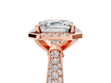 Rose gold Asscher Cut Halo Pave Band Four-Prong Setting Ring_11
