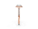 Rose gold Asscher Cut Halo Pave Diamond Engagement Ring with Four-Prong Setting_5