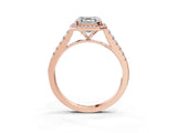 Rose gold Asscher Cut Halo Pave Diamond Engagement Ring with Four-Prong Setting_6