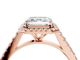 Rose gold Asscher Cut Halo Pave Diamond Engagement Ring with Four-Prong Setting_8