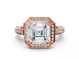 Rose gold Asscher Cut Halo Pave Split Shank Prong Setting Ring_49