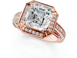 Rose gold Asscher Cut Halo Pave Split Shank Prong Setting Ring_50