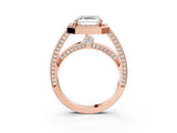 Rose gold Asscher Cut Halo Pave Split Shank Prong Setting Ring_52