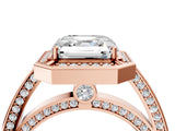 Rose gold Asscher Cut Halo Pave Split Shank Prong Setting Ring_53