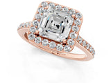 Rose gold Asscher Cut Halo Round Diamond Pavé Band with Four-Prong Setting_4