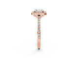 Rose gold Asscher Cut Halo Round Diamond Pavé Band with Four-Prong Setting_5