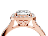 Rose gold Asscher Cut Halo Round Diamond Pavé Band with Four-Prong Setting_7