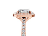 Rose gold Asscher Cut Halo Round Diamond Pavé Band with Four-Prong Setting_8
