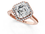 Rose gold Asscher Cut Halo Round Diamond Solitaire Engagement Ring with Pave Band and Four-Prong Setting_20