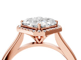 Rose gold Asscher Cut Halo Round Diamond Solitaire Engagement Ring with Pave Band and Four-Prong Setting_23
