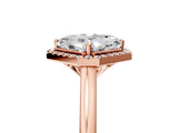 Rose gold Asscher Cut Halo Round Diamond Solitaire Engagement Ring with Pave Band and Four-Prong Setting_24