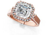 Rose gold Asscher Cut Halo Round Diamond Twist Band with Four-Prong Setting_16
