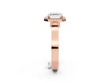 Rose gold Asscher Cut Halo Round Diamond Twist Band with Four-Prong Setting_17