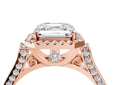 Rose gold Asscher Cut Halo Round Diamond Twist Band with Four-Prong Setting_19