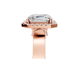 Rose gold Asscher Cut Halo Round Diamond Twist Band with Four-Prong Setting_20