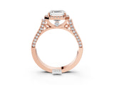 Rose gold Asscher Cut Halo Round Diamond Twist Band with Four-Prong Setting_6
