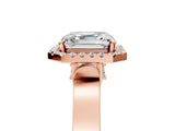 Rose gold Asscher Cut Halo Round Diamond Twist Band with Four-Prong Setting_8