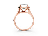 Rose gold Asscher Cut Halo Solitaire Engagement Ring with Square Band and Four-Prong Setting_15