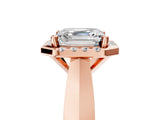 Rose gold Asscher Cut Halo Solitaire Engagement Ring with Square Band and Four-Prong Setting_17