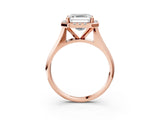 Rose gold Asscher Cut Halo Solitaire Engagement Ring with Square Band and Four-Prong Setting_50
